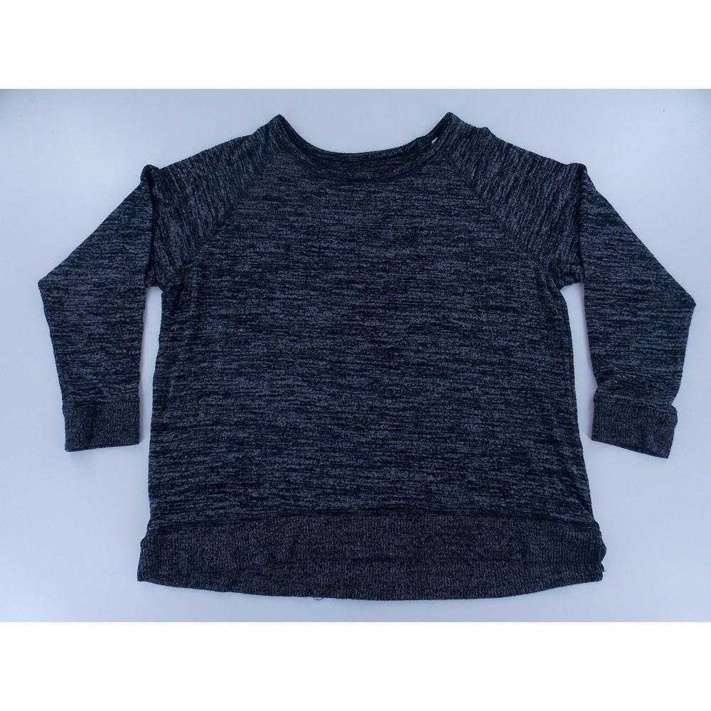 Sonoma Sweatshirt Space Dye‎ Modern Women 1X Dark Gray Pullover Long Sleeve Top
